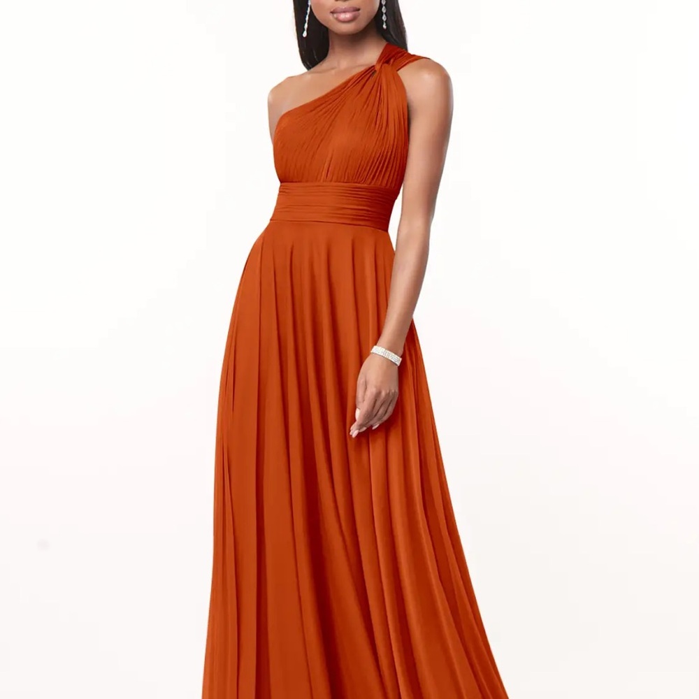 Azazie Charlize Elegant One-Shoulder burnt orange Dress - Picture 7 of 11